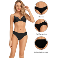 Maillot de bain bikini tricoté uni coupe haute pour femmes adultes – Tendance estivale, design moderne, écologique, respirant, matière extensible