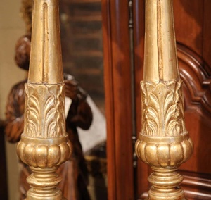 Carved Giltwood <b>Candlestick</b> <b>Holder</b> Pair for Home Decoration - Product Image 3