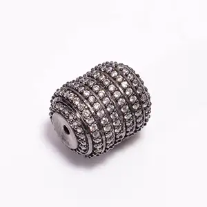 诱人的立方锆石微铺路精品珠宝制作配件925纯银黑色电镀魅力组件珠子寻找