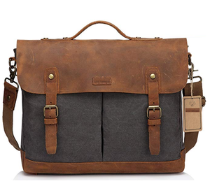 Oferta Especial en Maletín Ejecutivo de Cuero Genuino y Lona de Diseño Único Leo Torresi para Hombre y Mujer - Product Image 1