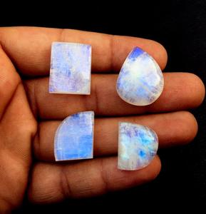3 Piece Natural Rainbow <b>Moonstone</b> Cabochons Smooth Rectangle & Fancy Shape White Beads for Jewelry Making DIY - Product Image 3