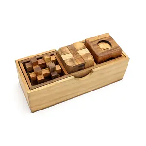 3 Games in a Wooden Box Set 2 Puzzle Games for Adults the Popular Wooden 3D Puzzles Cube in Set for Kids and Teens