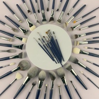 Ensemble de pinceaux de maquillage professionnel complet de luxe Vonira, 52 pièces, étiquette privée, logo personnalisé, pinceaux de maquillage bleus avec virole en laiton