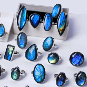 Juego de anillos clásicos de labradorita con cuentas de piedras preciosas facetadas azules Anillos de pegamento de rubí cabujón de Lote de joyería de labradorita azul natural - Product Image 5
