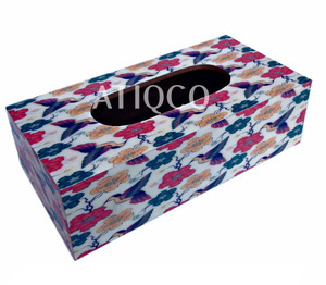 Caja de pañuelos cúbicos de madera pintada digital con impresiones digitales únicas - Product Image 6
