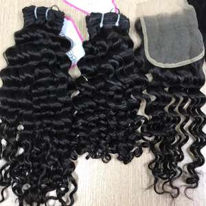 Venta al por mayor de alta calidad vietnamita extensiones de cabello virgen para las mujeres cutícula alineada Cierre de encaje en crudo Negro estilo de onda - Product Image 3