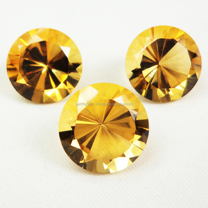 Citrine พลอยสังเคราะห์สังเคราะห์ที่มีคุณภาพสูงผลิตตามสั่งแบบหลวมสีเหลืองมะนาวกึ่งมีค่าตัดเป็นชิ้นเล็ก - Product Image 4