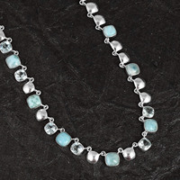 Colliers fins légers Topaze Gemstone Larimar Collier Bijoux En Gros En Argent Sterling pour les Femmes Top Vente Bleu Mignon
