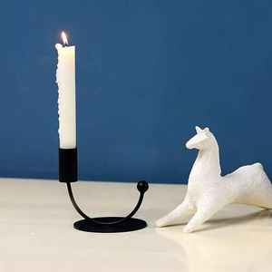 Bougeoir noir en acier inoxydable, chandelier - Product Image 3