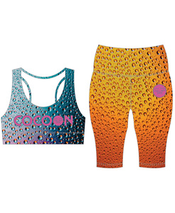Ropa deportiva de verano Cocoon para mujer, venta al por mayor directa de fábrica, pantalones cortos de Yoga sublimados, conjuntos de Sujetador deportivo con cierre de cintura elástica - Product Image 1