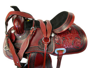 Premium Genuine Leather Western Saddle Tack Set Various Colors Barrel <b>Racing</b>/Western Roping English Multiple Sizes 14'-18' - Product Image 2