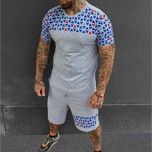 T-shirt et short en coton pour homme, ensemble de 2 pièces, tenue d'été de haute qualité, Logo personnalisé, - Product Image 3