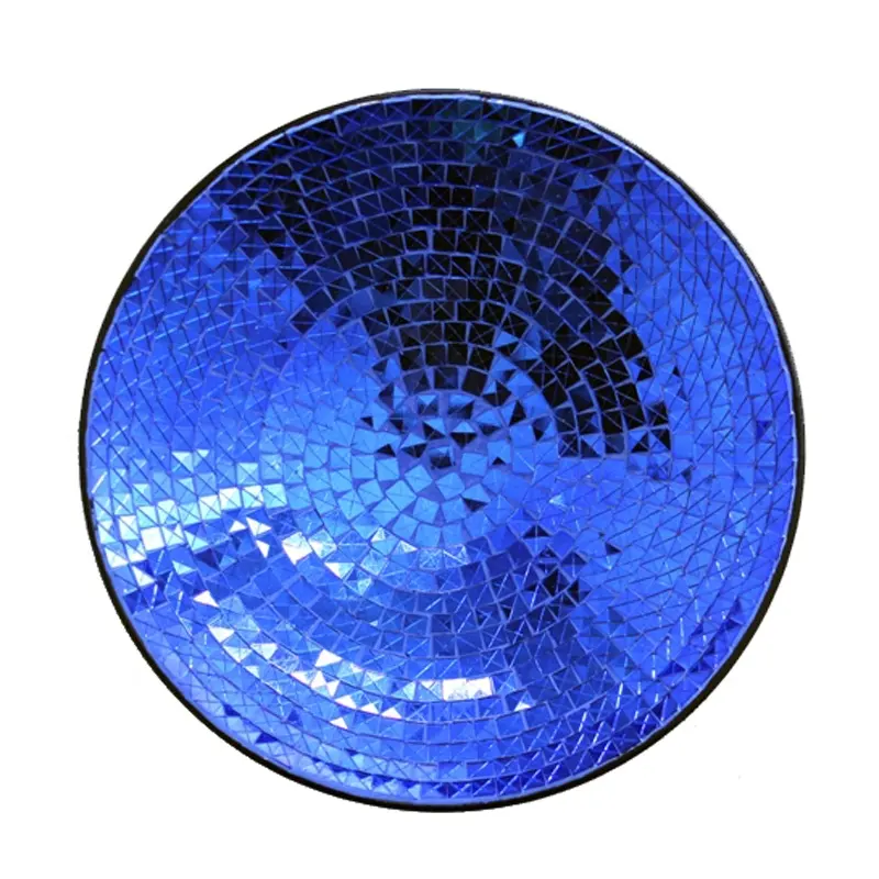 Hot Selling Wall Decoration Blue Mirror Mosaic Metal Decorative Wall Hanging Plates Modern Design Dish For Living Room Decor