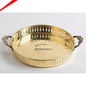 Plateau de service rectangulaire en métal doré, décorations, meilleure vente, 10 pièces, avec poignées rondes en marbre, plateau de service, décoration d'hôtel - Product Image 5