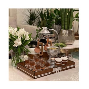 Nouvelle conception en bois thé café plateau de service avec vadrouille sous-verre forme rectangulaire taille personnalisée plateau de service alimentaire - Product Image 3