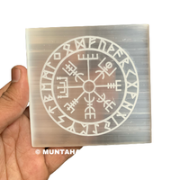 Base de grille en cristal Feng Shui blanc de qualité supérieure, gravée et polie, en sélénite, pour les rituels de Reiki et de lune - Vente en gros