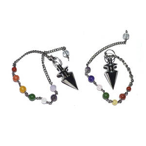 Artesanías de piedra semipreciosa, artesanía de bruja de cristal curativo, decoración del hogar, Péndulo de cobre, péndulos de Metal negro con cadena de Chakra - Product Image 1