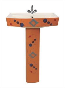 Lavabo de pedestal de cerámica cuadrado más nuevo, soporte de piedra negra, lavabo, conjunto de diseñador, baño, Exportación de India - Product Image 5