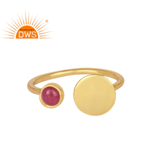 Anillo de Plata de Ley 925 con gema de rubí Natural, joyería chapada en oro - Product Image 1