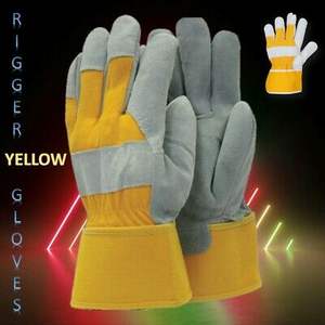 Yellow 707 Safety <b>Gloves</b> XL Double Palm Canadian Industrial Construction Genuine Leather <b>Rigger</b> Working <b>Gloves</b> Anti-Slip Cotton - Product Image 3