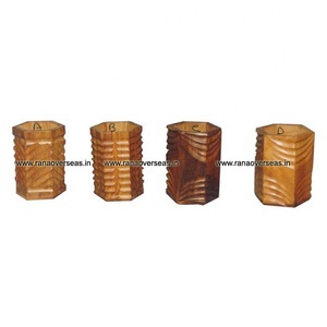 Portalápices de madera Hexagonal tallado a mano, organizador de escritorio para el hogar, la escuela y la Oficina - Product Image 1