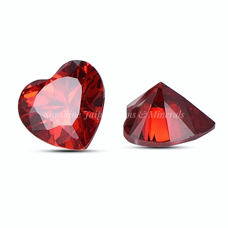 " 13mm Heart Cut Natural Mozambique Red Garnet " Wholesale Factory Price High Quality Faceted Loose Gemstone Per Carat | NATURAL