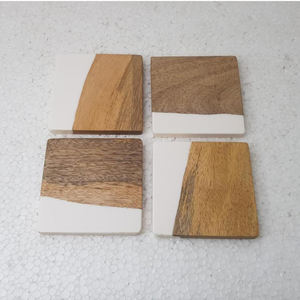 Multi fonctionnelle forme Carrée à la main Résine & Bois Vaisselle Servir le Thé Coaster 4 pièces Ensemble pour la vente en gros en vrac - Product Image 3