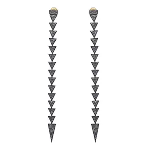 Pave Diamond Arrowhead Earrings 925 Sterling Silver Jewelry Diamond Long Earrings Manufacturer