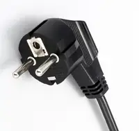 90 Degree Schuko Plug Power Cord, Black, EU, FRANCE