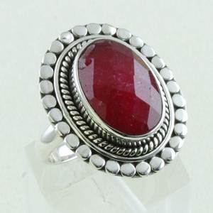 Anillo de piedras preciosas de rubí facilitado de estilo clásico de Plata de Ley 925 con diamante para fiesta de boda o joyería de aniversario - Product Image 1