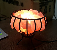 Lampu Garam Himalaya Putih Alami Ukiran Berkualitas Tinggi Dekorasi Rumah Seni Rakyat Buddha Lampu Malam Dinding