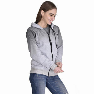 Sudadera con capucha para mujer, de gran tamaño, con cremallera y cordón grueso, color gris, alta calidad - Product Image 5