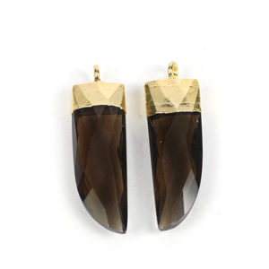 Colgante de cuarzo ahumado facetado, con puntas puntiagudas dentadas, colgantes de gemas galvanizadas - Product Image 4