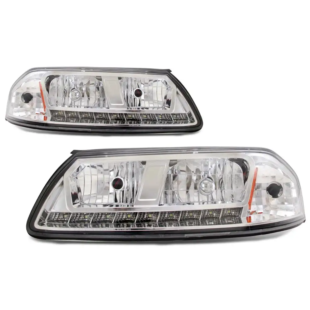 Hot-selling Front Light Crystal Headlights w/ SMD LED Light Strip For 2000-2005 Chevrolet Impala (Chromed/Clear)