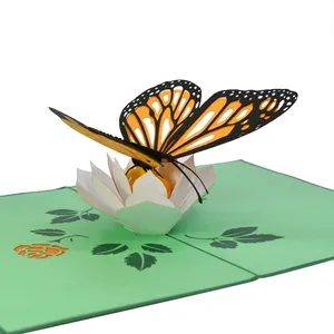 En çok satan kelebek Pop-Up kart 3D modeli kullanımı için teşekkür ederim kart-özel tasarım doğum günü 3D tebrik kartı