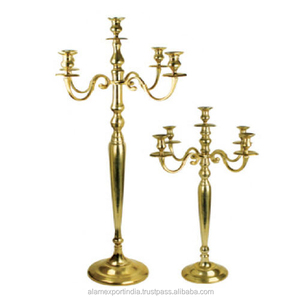 Shiny Golden Finished Metal Aluminum Wedding Table Decorate 5 Arms <b>Candelabra</b> Candle Holder in 3 Pcs Customized Size Best Prices - Product Image 2
