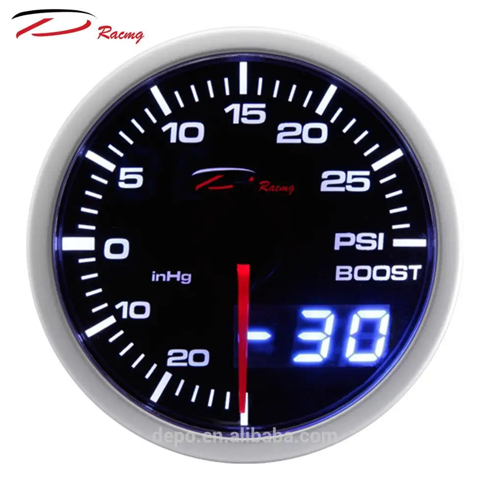 Boost Gauge Universal Car 60mm Smoked lens Dual View Color White Amber Bar Psi Sensor Electrical Japan Pointer Silently