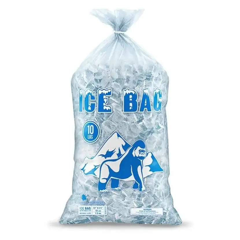 प्लास्टिक बर्फ बैग ड्रा स्ट्रिंग के साथ मोटा बैग बर्फ Drawstring के बंद होने की टिकाऊ बर्फ-बैग भंडारण