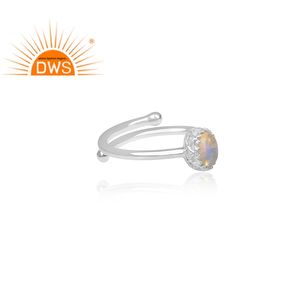 Anillo de plata de primera ley con gema de ópalo para mujer, sortija, plata esterlina 925, Ópalo Natural, ovalado, hecho a mano - Product Image 3