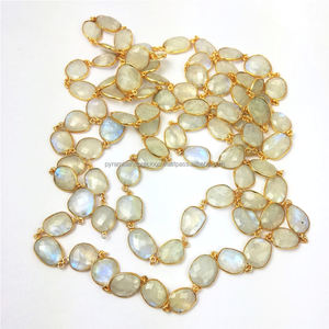 ตัวเชื่อมต่อแบบโซ่ชุบทองประดับมูนสโตนสีรุ้ง ผลิตในอินเดีย ยี่ห้อ Nanplaetsilver รุ่น GBC - Product Image 4