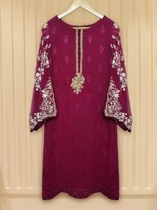 -LATEST-BEAUTIFUL---NEW---EMBROIDERY---ON KURTA WITH--<b>PANT</b>---FOR Party-wear-dress with Applique Work for Party/ Wedding =2021. - Product Image 2