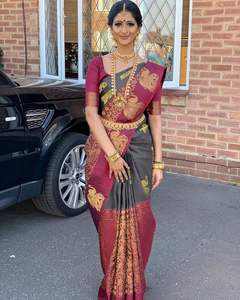 Banarasi soie Jacquard Saree avec chemisier femmes portent des dames fête Festival tenue quotidienne doux coton soie Sari en gros bas prix ApparelGarment - Product Image 1