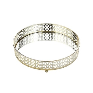 Luxury Best Quality <b>Mirror</b> Serving Platter <b>Table</b> <b>Top</b> New Arrival Best Serving Tray Rounded Shape Wholesale Serving Dish - Product Image 1