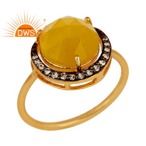 New Designer 925 Silver Yellow <b>Moonstone</b> Cocktail Ring for Wedding Wholesale 18k Gold Plated Jewelry Classic Collection - Product Image 1