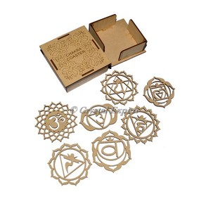 100% Velvet Jewelry Bag Customiz Engraved 7 <b>Chakra</b> Wooden Coaster <b>Set</b> - Product Image 1