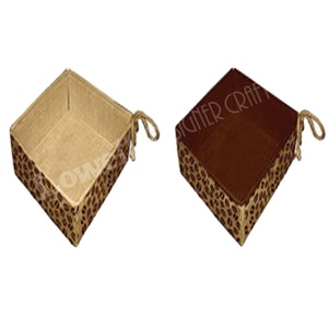 Panier de rangement carré en tissu 100 % polyester écologique avec poignées imprimé léopard pour la décoration intérieure, plateau d'organisation polyvalent - Product Image 1