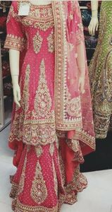 Travail à la main lourd 2022 mariage Lehenga Choli orné de pierre Dabka Zari travail soie et coton matériel - Product Image 2