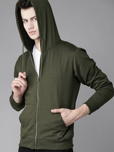 Haute Qualité pas cher prix des Hommes Sweats À Capuche Zippés vert olive - Product Image 6