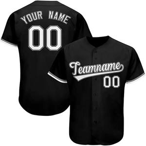 Camiseta de béisbol con nombre personalizado y logo, jersey de béisbol con cuello en v, diseño personalizado, venta al por mayor, color negro - Product Image 6
