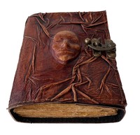 Diario de cuero genuino Grimoire de cara de terror hecho a mano con 120 páginas de borde de cubierta libro de sombras regalo perfecto para cada ocasión